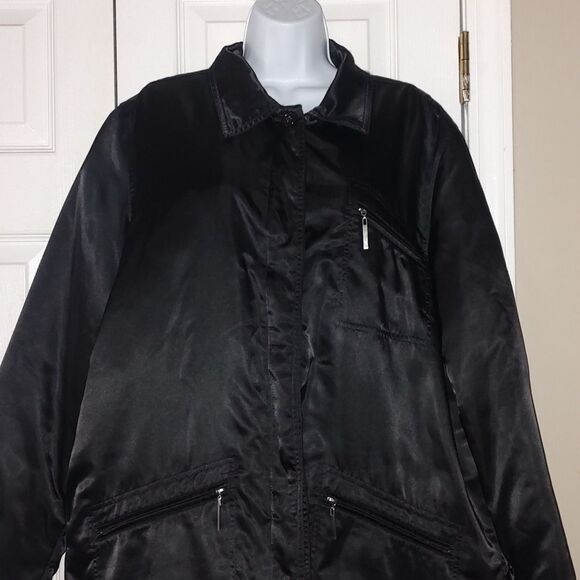 Liz Claiborne Liz Sport black button down coat Sz XL - Picture 3 of 6